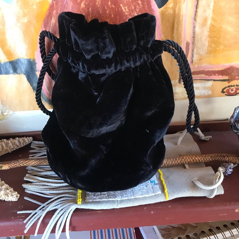 Doen NWOT Black Velvet Drawstring Bag